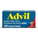 Advil Pain Reliever und Fever Reducer, Schmerzrelief Medizin mit Ibuprofen 200mg für Kopfschmerzen, Rückenschmerzen, Menstruationsschmerzen und Gelenkschmerzen Relief - 100 Coated Tablets