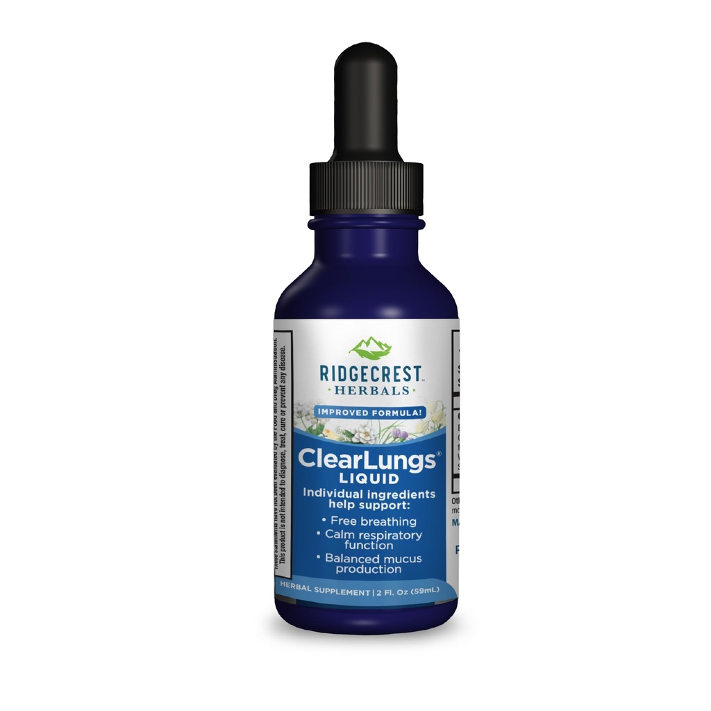 Ridgecrest Herbals ClearLungs Liquid Herbal Supplement, Orange Flavor Alcohol Free for Adults and Kids, Natural Lung and Nasal Wellness Formula for Bronchial and Mucus Support (2 fl oz, 29 Servings)