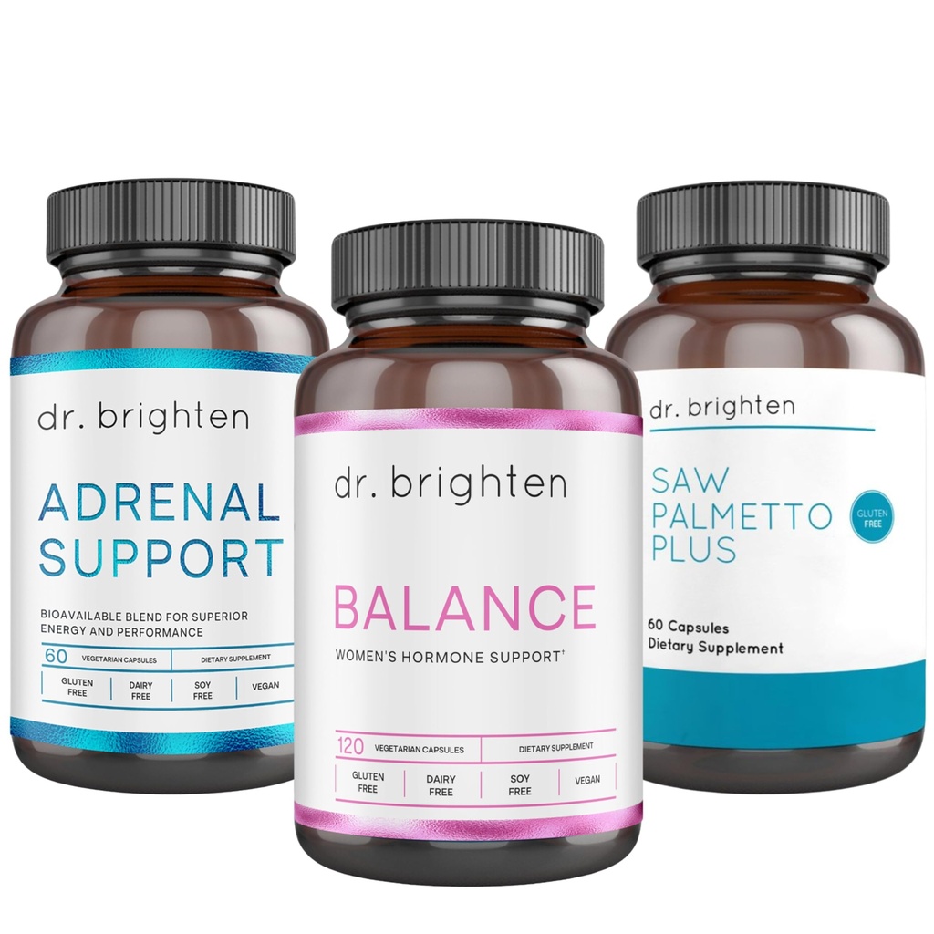 Dr. Brighten PCOS Basic Kit - Frauen Hormon Balance, Adrenal Support, und Saw Palmetto Plus