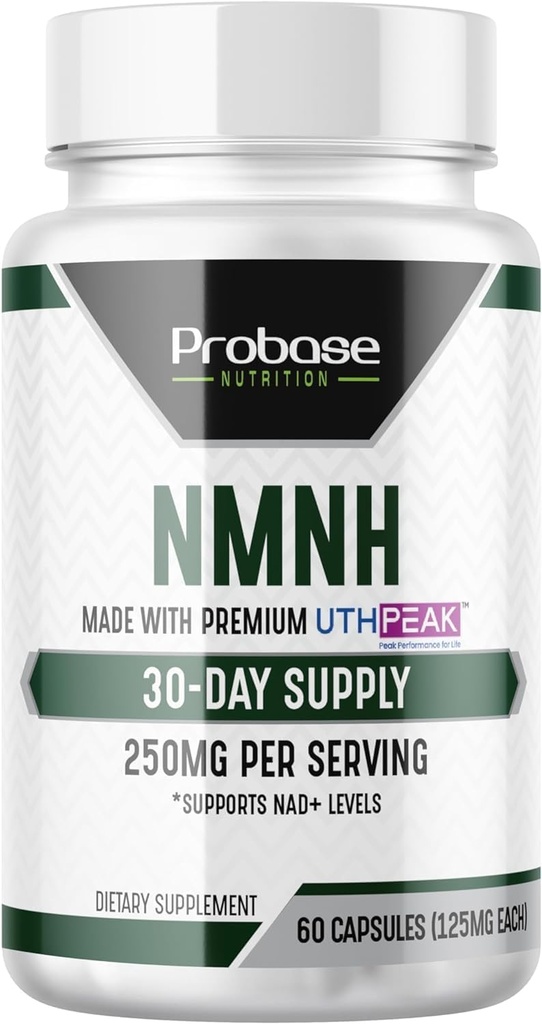 Uthpeak NMNH NAD Supplement 250mg - Empfohlene Dosierung für gesundes Altern, eine Speicherfokus-Ergänzung für kognitive Funktionsunterstützung (60 Kapseln) - Alternative zu NR, NAD, Quercetin und Fisetin