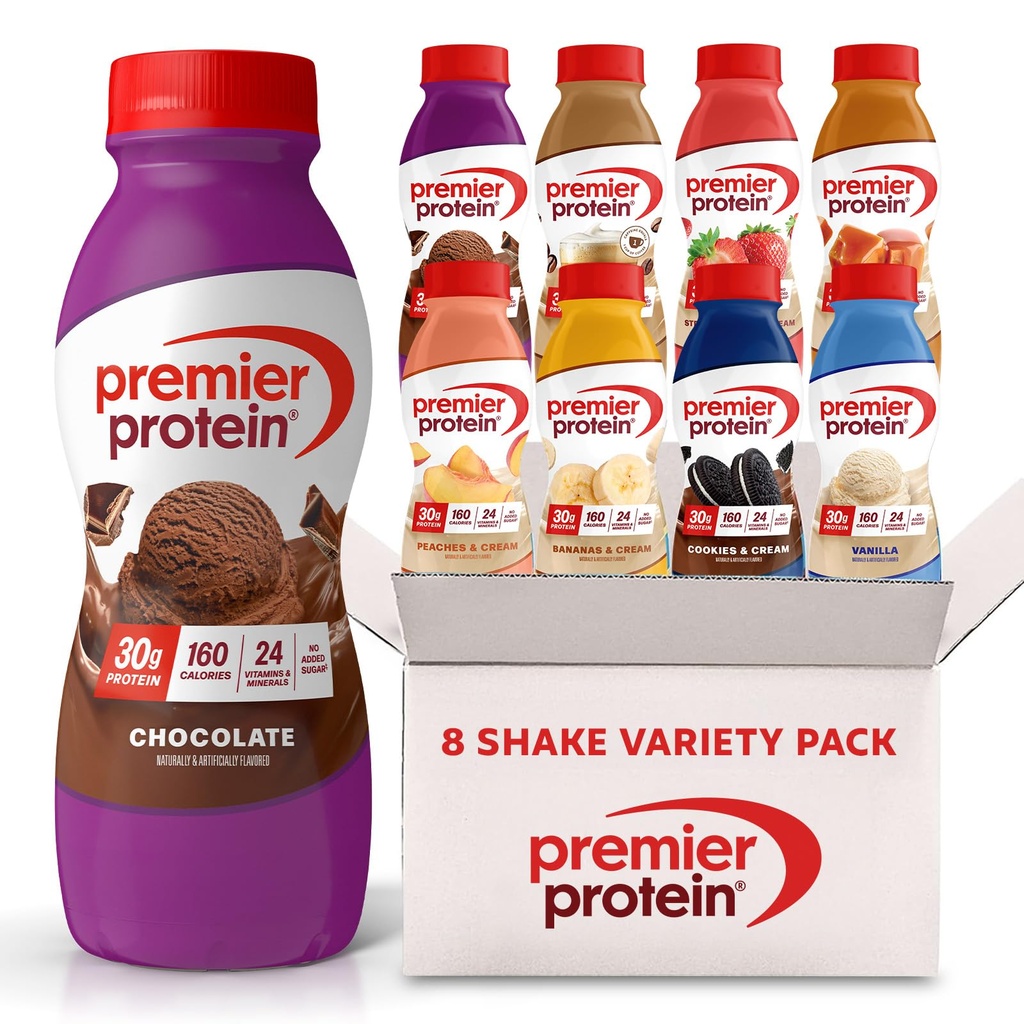 Premier Protein Shakes, 8 Flavor Variety Pack, 30g Protein, 1g Zucker, 24 Vitamine & Mineralstoffe, Nährstoffe zur Unterstützung der Immungesundheit 11,5 Fl Oz (8 Packung)