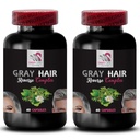 Haaranreicherung - GRAY HAIR REVERSE - Haar-Revitalizer, Farbe Boost, Radiant Haar, Haarschatten Wiederbelebung, Haartransformation, Glossy Haar, Jugendliches Aussehen, Rich Haarfarbe 2 Flaschen 120 Kapseln