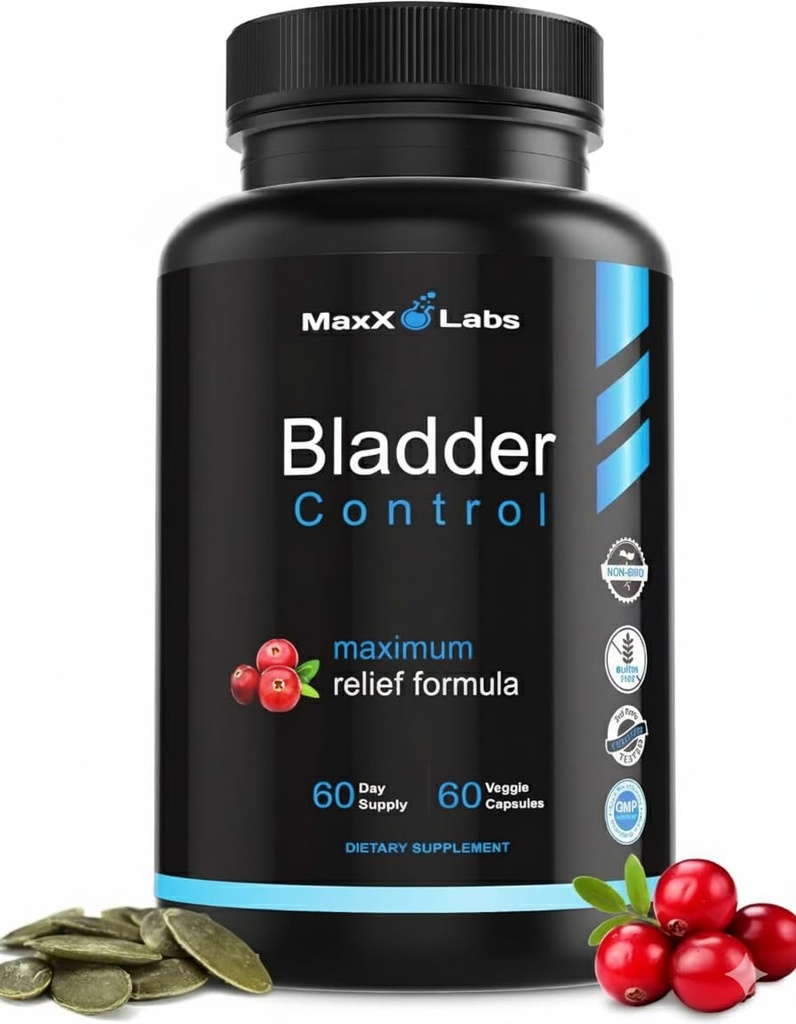 Bladder Control Supplement - Overactive Bladder Control Pillen - Potent Blend von Kürbis Seed Öl, Cranberry Extract & Vitamin D3 - Urinary Tract Infektion Behandlung für Frauen & Männer - 60Ct
