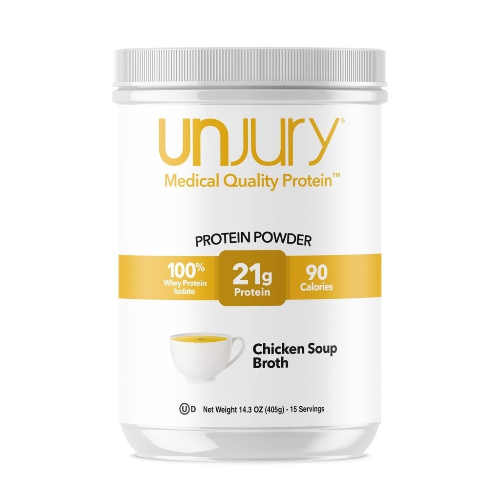 Unjury Whey Protein Powder | Chicken Soup Flavored High Protein Soup | 21g 100% Whey Isolate Protein Powder | Low Carb und Zuckerfrei | Glutenfrei | Certified Kosher | 15 Portionen