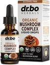 Bio Lions Mane Mushroom Complex - Pilz-Ergänzung Flüssigkeitstropfen für Fokus, Fog, Gehirn-Gesundheitsergänzungsmittel - Vegan, Kräuter Bio Lion's Mane Mushrooms, Reishi, Türkei Tail Extract 1oz