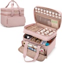 Yarwo Pill Bottle Organizer Leere, Double Layers Medizin Reise-Speichertasche mit 5 Customized Dividers und abschließbare Zippers für Rezept Flaschen und Notfall Erste Hilfe Zubehör, Pink