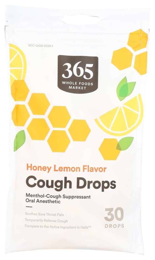 365 von Whole Foods Market, Honey Lemon Cough Drops, 30 Count