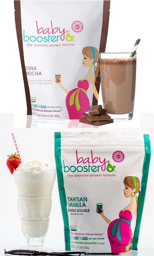 Baby Booster Prenatal Vitamin Supplement Shakes, Kona Mocha und Tahitian Vanille