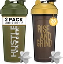 [2 Pack] 28oz Shaker Bottle mit Motivationsnotizen (Black/Gold & Moss) | Protein Shaker Bottle mit Mixer Agitators | Blender Shaker Bottle for Protein Mixes Pack ist BPA Free und Spülmaschine Safe