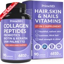 27-in-1 Haar Haut und Nägel Vitamine (6810mg) mit Biotin 10000mcg - Collagen Ergänzungen für Männer und Frauen - Keratin Ergänzungen mit Probiotika und Saw Palmetto, 90ct