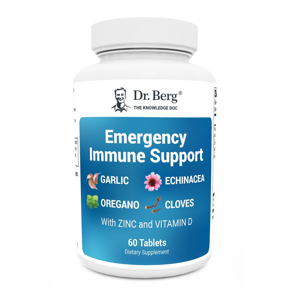 Dr. Berg Emergency Immune Support w/Echinacea - Potent Blend of Herbal Extracts (Warning: Strong Herbal Smells) - Immun Support Supplement umfasst 2.000 IUs Vitamin D & 10mg Zink - 60 Tabletten