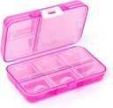 Pill Organizer, Tragbare Pille Fall, 9 Fächer Moisture-Proof Reise Pille Fall für Vitamine, Medizin, Fischöl, Ergänzungen, Pill Dispenser (Pink)
