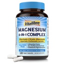 Magnesium Complex Supplement 6 in 1, 1160mg Chelat Magnesium für maximale Absorption, Hilfe mit besserem Schlaf, Entspannung & Nerve Calm, 120 Vegan Kapseln, Non GMO & Gluten kostenlos