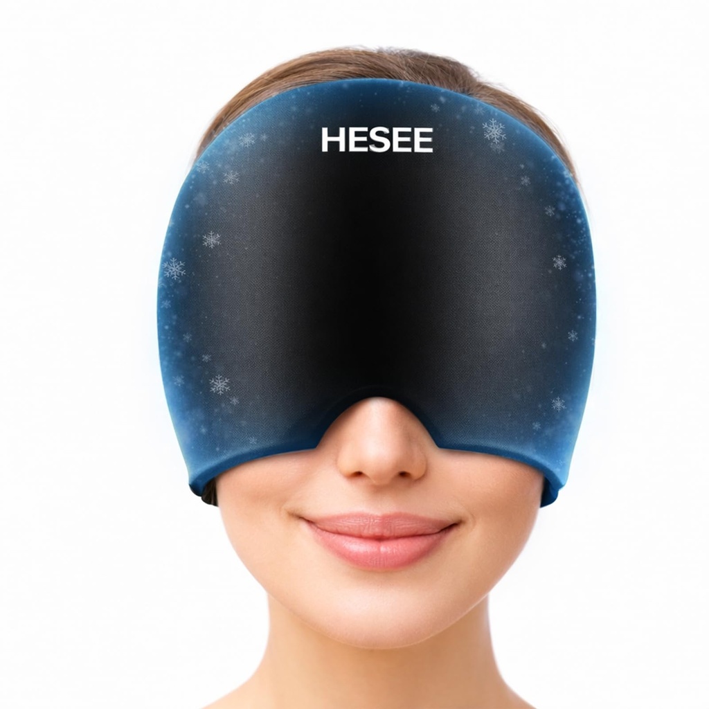 Migraine Relief Cap, Kopfschmerzen Relief Hut für Migraine Cap, Heiße und kalte Therapie, Kopfschmerzen Augen Maske für Stress Relief, Ice Pack Head Wrap für Sinus, Puffy Eyes, Spannung, Schwarz