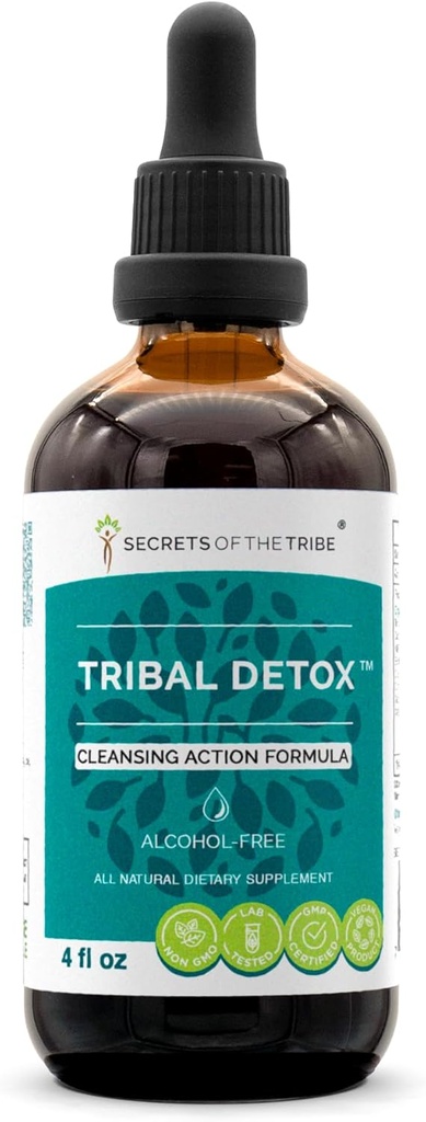 Tribal Detox Kräuterextrakt, Alkoholfreie Glycerit-Tinktur, Turmeric, Dandelion, Milk Thistle, Burdock, Cleavers, Cranberry, Goldenrod, Green Tea Cleansing Action Formula (4 FL OZ)