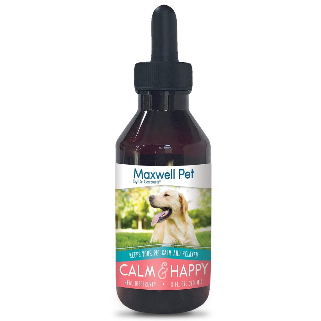 Maxwell Pet von Dr. Garber's - Calm & Happy | Safe, All Natural, Gemmotherapy Remedy for Canine Use | Stress & Angst Relief für Ihren Hund; Bietet beruhigende, beruhigende Wirkung | 3 fl oz