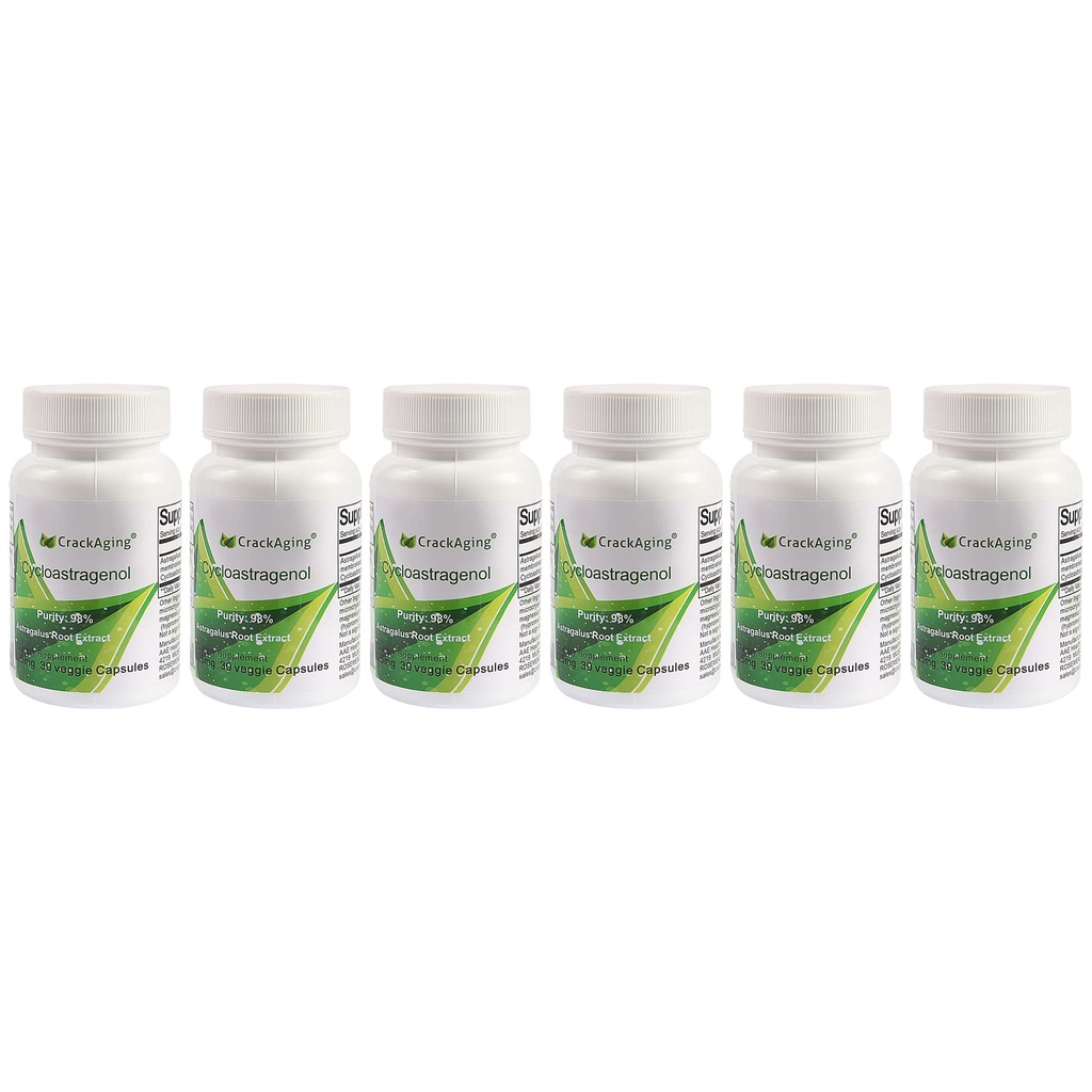 Crackaging Super-Absorption Cycloastragenol 98% 25mg/Cap 180 Caps in 6 Flaschen Immununterstützung |Telomerase/Telomere | Healthy Aging | Antioxidant Protection Supplement
