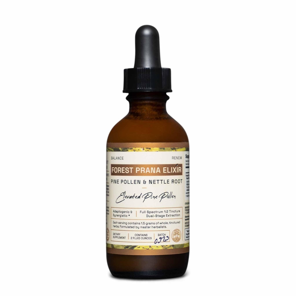 Forest Prana Elixir Pine Pollen und Nettle Root Tincture – 1:2 Wahre Dual-Stage-Extraktion – Berg Ernte Pine Pollen – 2 Fl Ounce Bottle