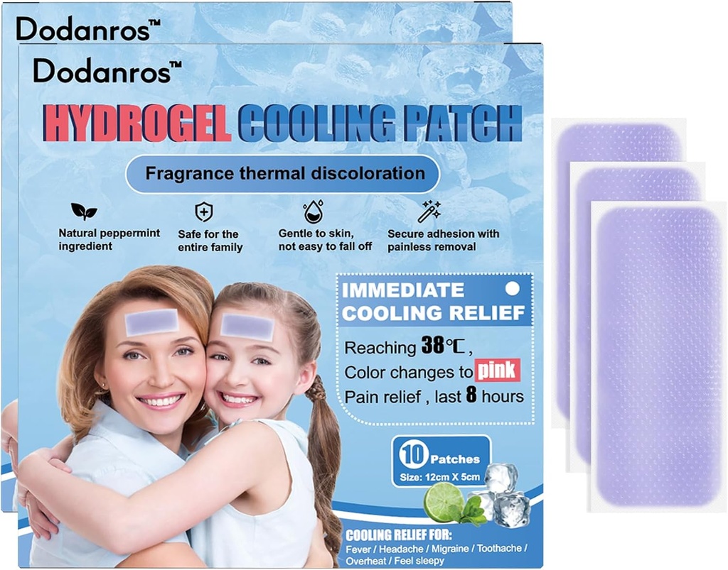 20 Blatt Hydrogel Fever Patches für Kinder & Erwachsene Fever Discomfort & Schmerzlinderung, Kühlhilfe Fever Reducer(12 * 5cm