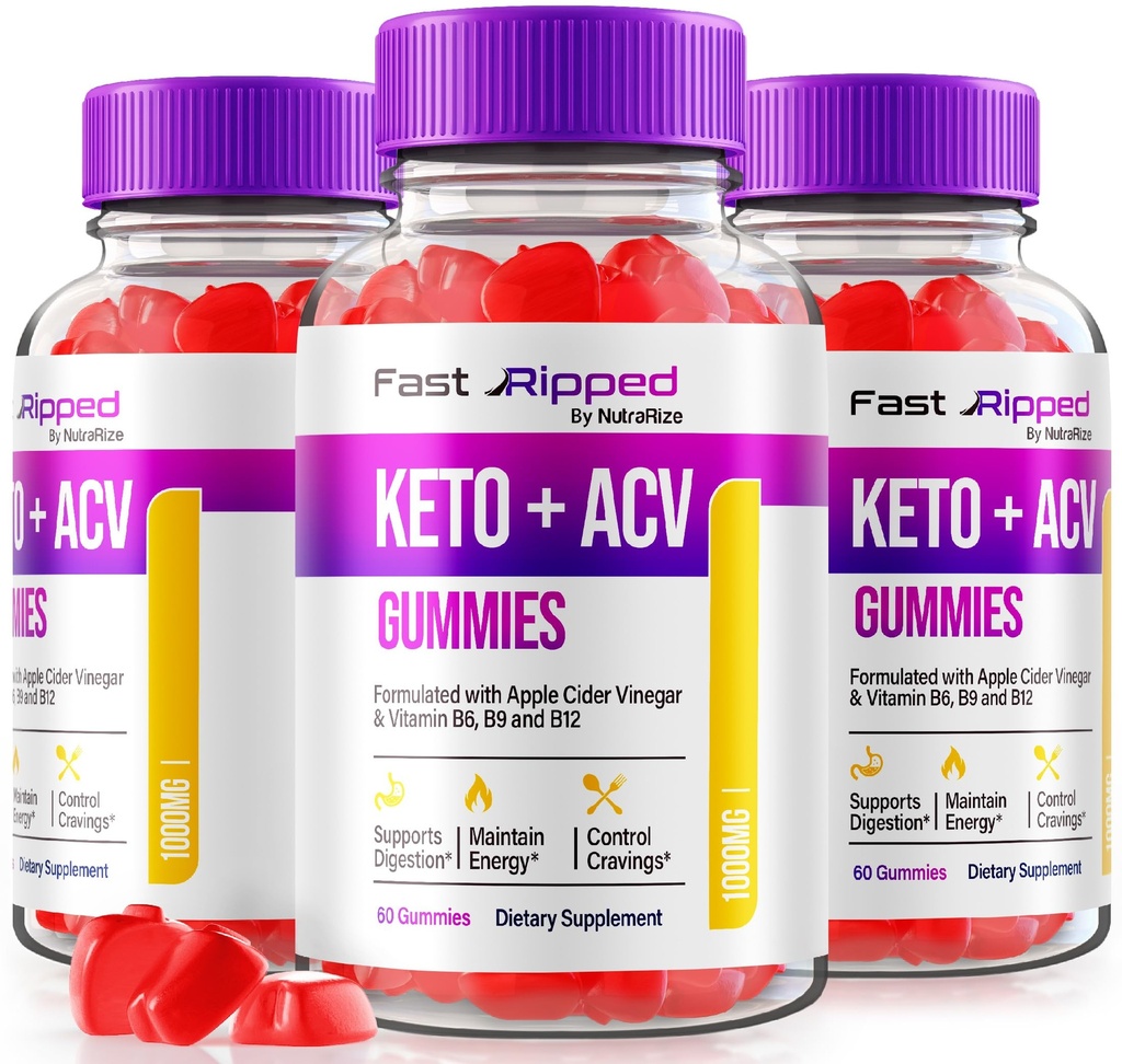 NutraRize (Pack mit 3 Fast Ripped Keto+ACV Gummie, Fortgeschrittene Formel, Keto Apple Cider Essig, 1000MG Vitamins Supplement, maximale Stärke Gummy Bewertungen (180 Gummie)