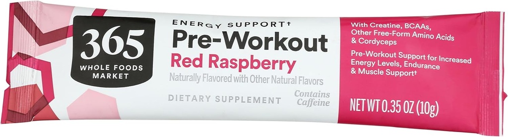 365 von Whole Foods Market, Red Raspberry Preworkout Packet, 0.35 Unze