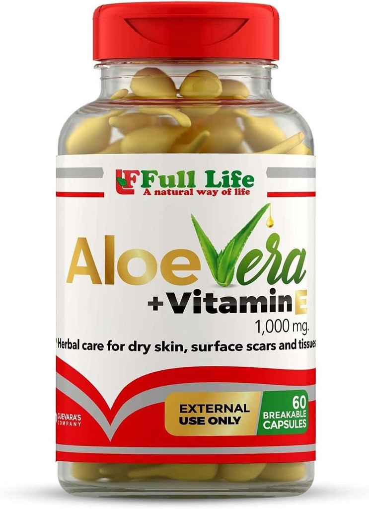 Vollleben Aloe Vera + Vitamin E, 60 brechende Kapseln - Feuchtigkeitsspendend, Anti-Aging - gesunde Hautpflege