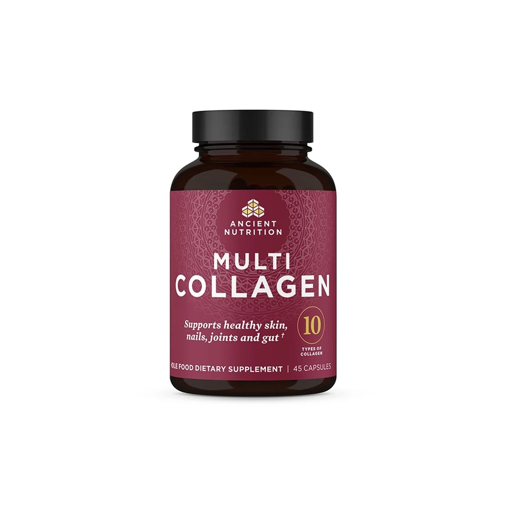 Antike Ernährung Collagen Pillen Peptide Pulver-Ergänzung, 45 Zähler, hydrolysierte Multi Collagen Pillen, Typen I, II, II, V & X, Unterstützt gesunde Haut und Nägel, Gut Health und Joint Support