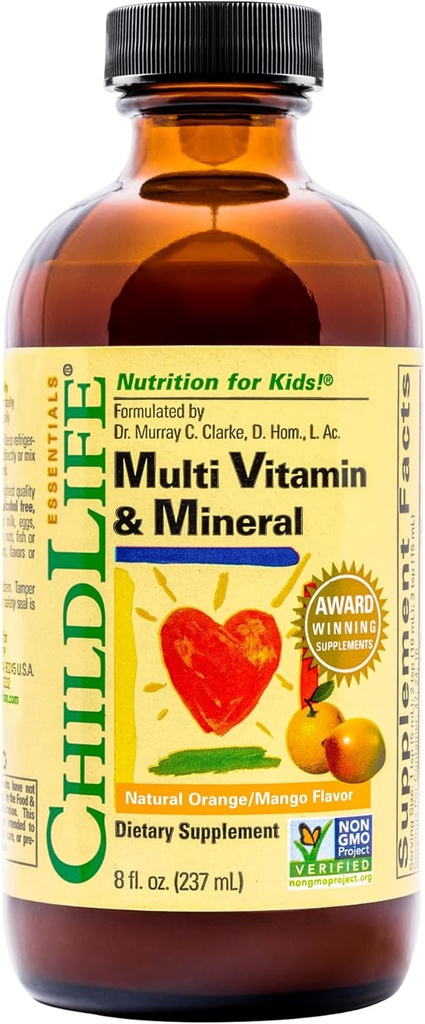 CHILDLIFE ESSENTIALS Kids Multivitamin & Mineral - Kinder Vitamine, flüssiges Multivitamin für Kinder, Kleinkind Multivitamine, flüssige Vitamine, Baby Multivitamin - Natürliche Orange & Mango, 8 Fl Oz (Pack mit 1)