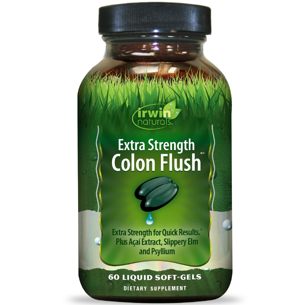 Irwin Naturals Extra Strength Colon Flush – Cascara Sagrada with Psyllium & Triphala – Supports Colon Cleanse, Gut Health & Bowel Cleanse Support – 60 Liquid Soft-Gels