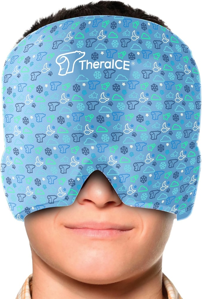 TheraICE Migraine Relief Cap Junior, beruhigende Kopfschmerz Boo Boo Ice Pack Maske Produkte, Cooling Gel Hat JR, Face Cold Compress Head Wrap für Bumps, Bruises und Kühltemperaturen