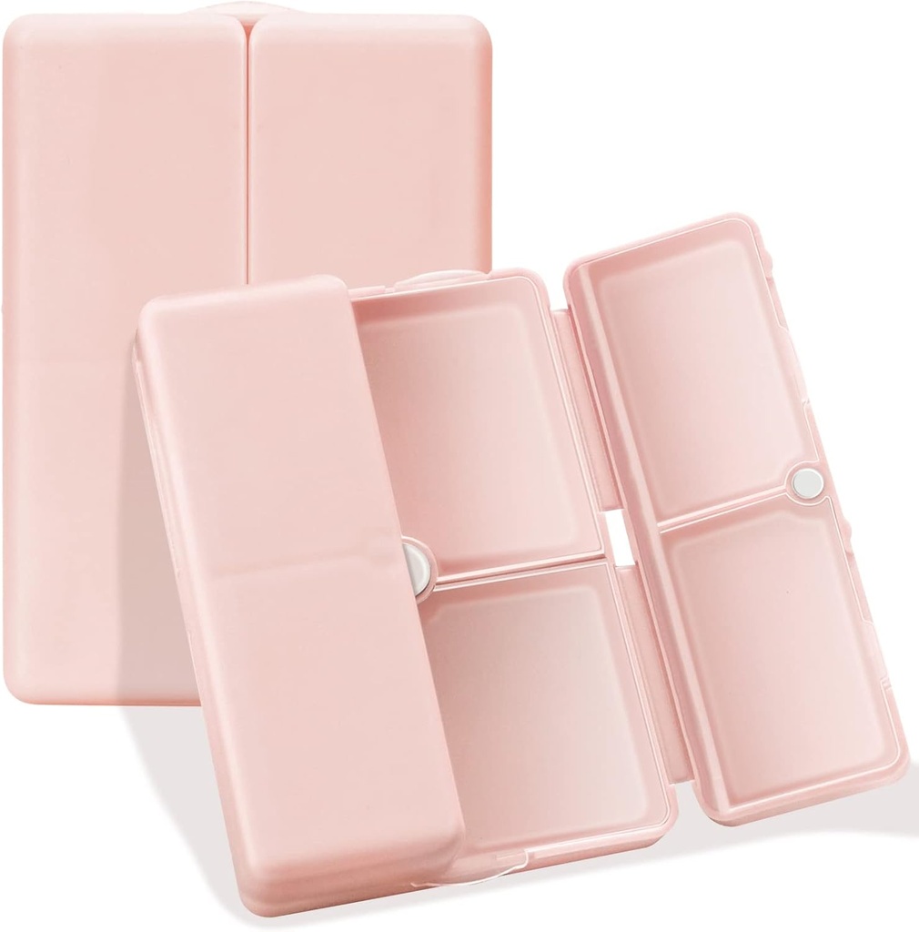 FYY Daily Pill Organizer, 7 Komponenten Tragbare Pille Fall Reisen Pille Organizer,[Folding Design] Pille Box für Geldbeutel, um Vitamine zu halten, Kaffee Leberöl, Ergänzungen und Medikamente-Pink