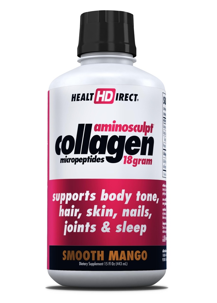HEALTH DIRECT AminoSculpt Sugar-Free Collagen Supplement - High Potency Medical-Grade Protein für Haar, Haut, Nails & Joints, Grass-Fed, Non-GMO, Liquid Collagen - Glatte Mango - 15 Fl Oz