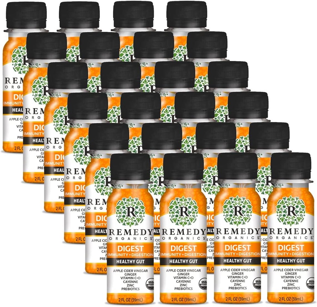 Remedy Organics Immunity Plus Shot, Digest 24-Pack | Boost Energy, Gehirnfunktion, Entgiftung und Stoffwechsel | Zertifiziert-Organic Zutaten