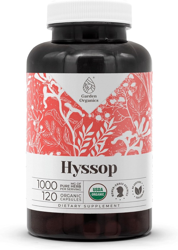 Hyssop 120 Kapseln | High-Potency Kapseln, pflanzliche Nahrungsergänzungsmittel | Hergestellt mit Gemüsekapseln und USDA Organic Hyssop (Hyssopus officinalis) Getrocknete Kräuter (120 Kapseln)