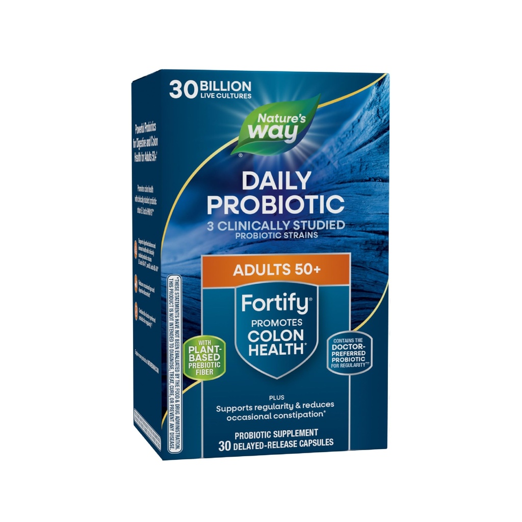 Nature's Way Fortify 50+ Daily Probiotic for Men & Women, 30 Billion Live Cultures, Colon, Digestive und Immune Health Support* Supplement, 30 Kapseln