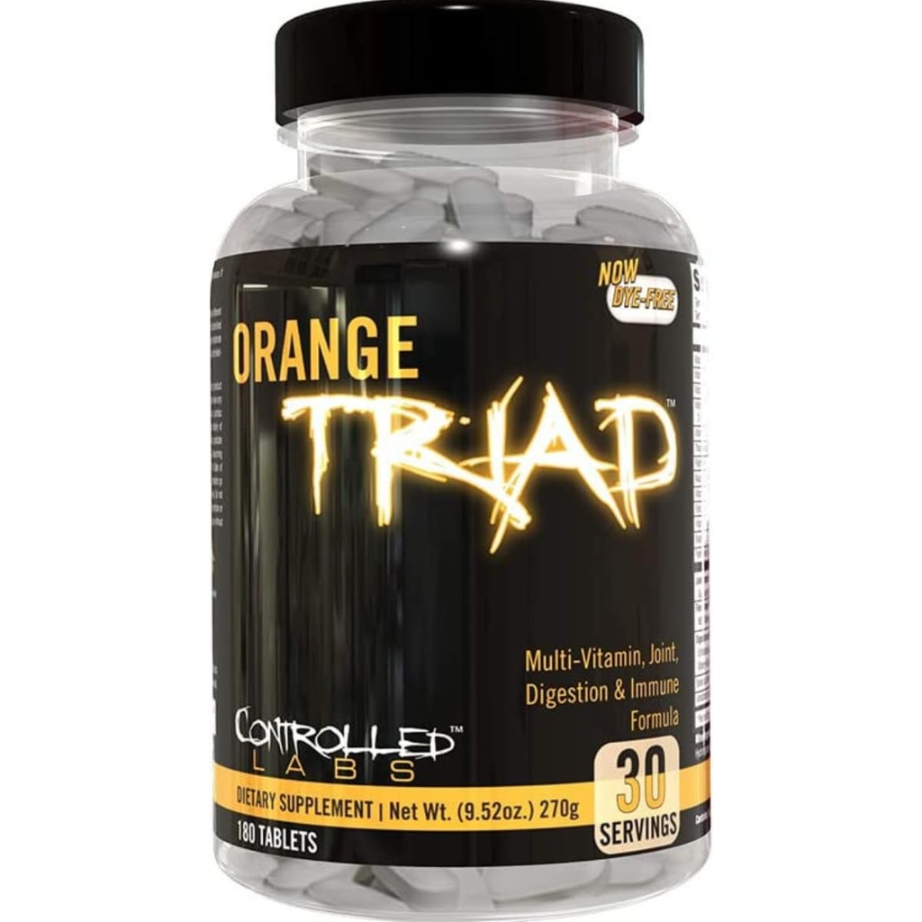 CONTROLLED LABS Orange Triad Daily Multivitamin, Iron Free Sports Supplement for Workout, Digestion, Immune, and Joints, 45 serv - Tablets (180 Count (Pack von 1))