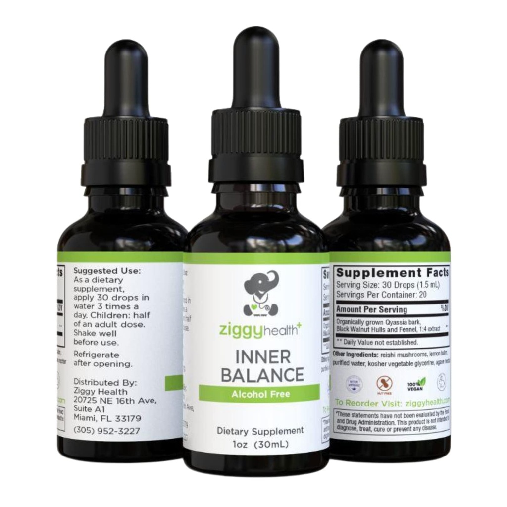 Ziggy Health Inner Balance Tincture - Darmstützbewegung Formel, Schwarz Walnussflüssigkeit, Harmful Organism Cleanse, Kräuter-Remedy, Supplement, Glutenfrei, 1oz