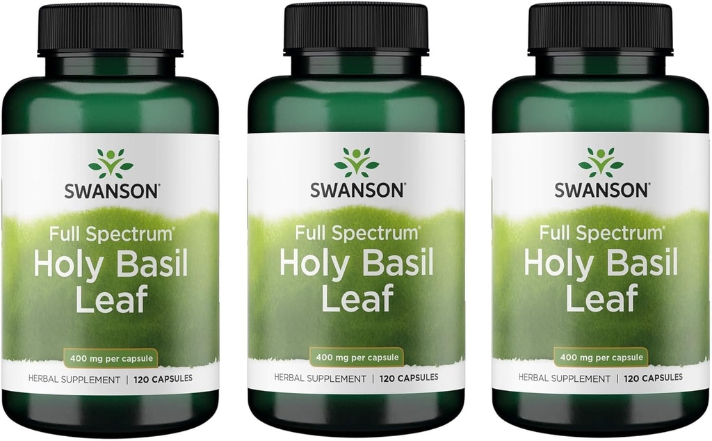 Swanson Holy Basil Leaf (Tulsi) - (120 Kapseln, 800mg pro Servierung) 3 Pack