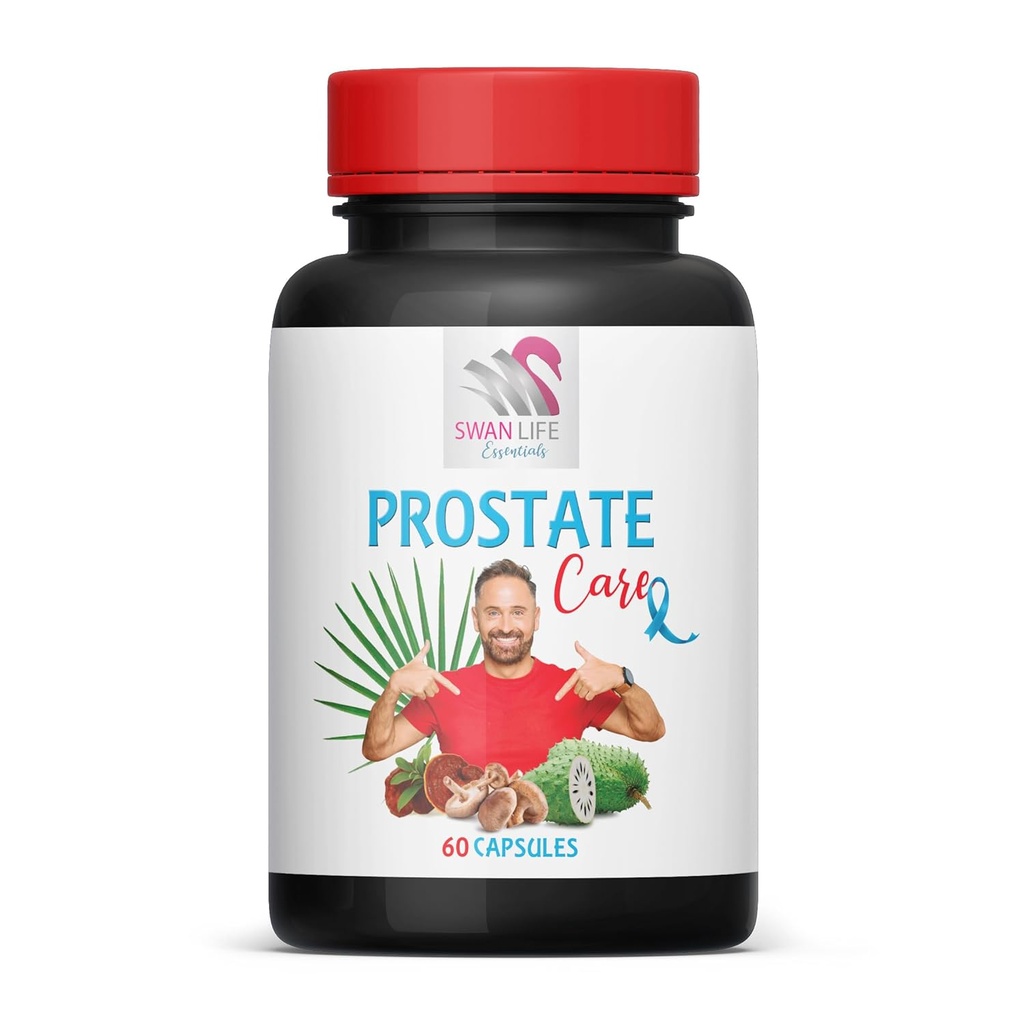 Prostata-Supplement für Männer - PROSTATE CARE PILLS - Netle Blatt, Saw Palmetto, Red Raspberry, Graviola, Green Tea Leaf, Maitake Mushroom, Reishi, Shiitake Mushroom, Vitamin B-6, 1 B 60 Caps