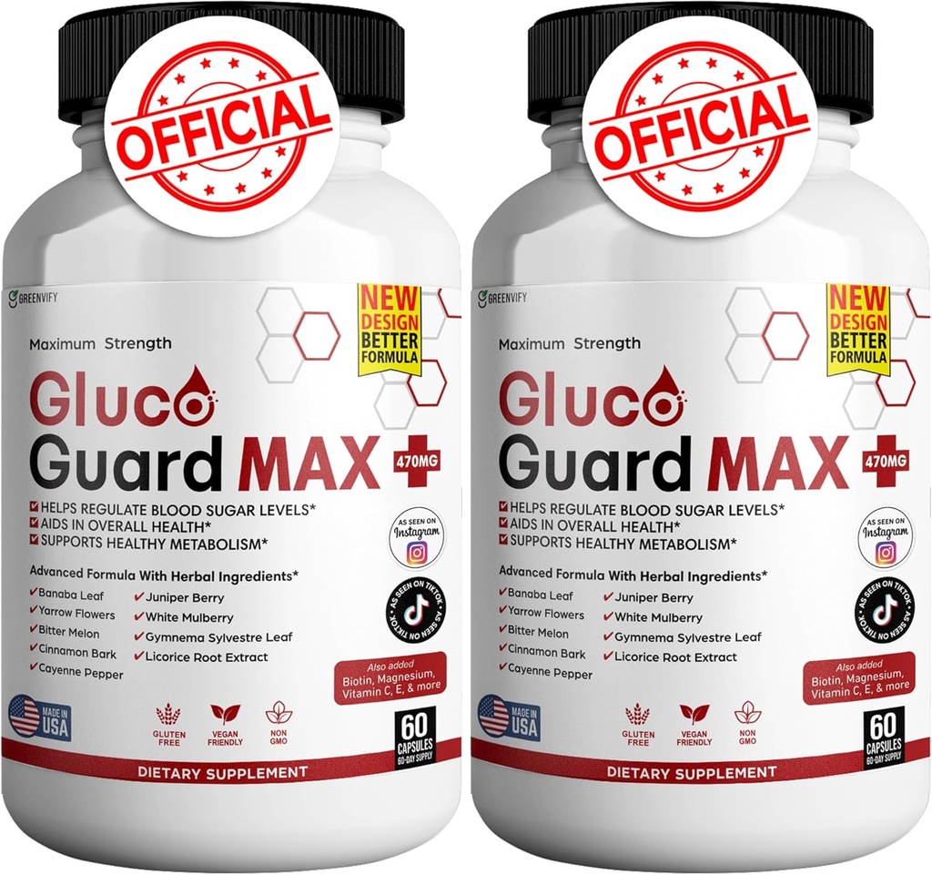 Gluco Guard Max Tägliche Wellness-Supplement mit Vitaminen, Mineralien und Kräutern – Chrom, Magnesium, Banaba, Bitter Melon und Zink – Non-GMO, Gluten-Free – 120 Kapseln