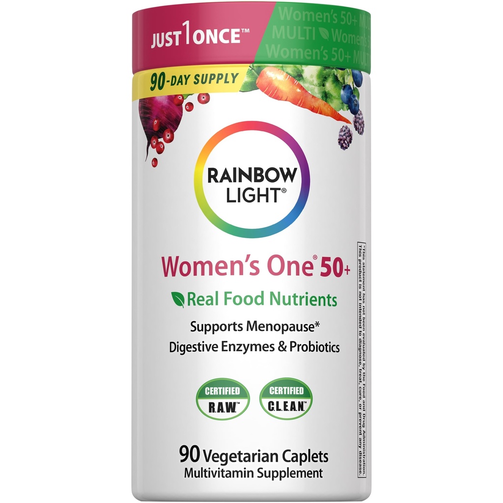 Rainbow Light Multivitamin für Frauen 50+, Vitamin C, D & Zink, Probiotics, Women's One 50+ Multivitamin bietet hochkarätige Immununterstützung, Non-GMO, Vegetarisch, 90 Tabletten