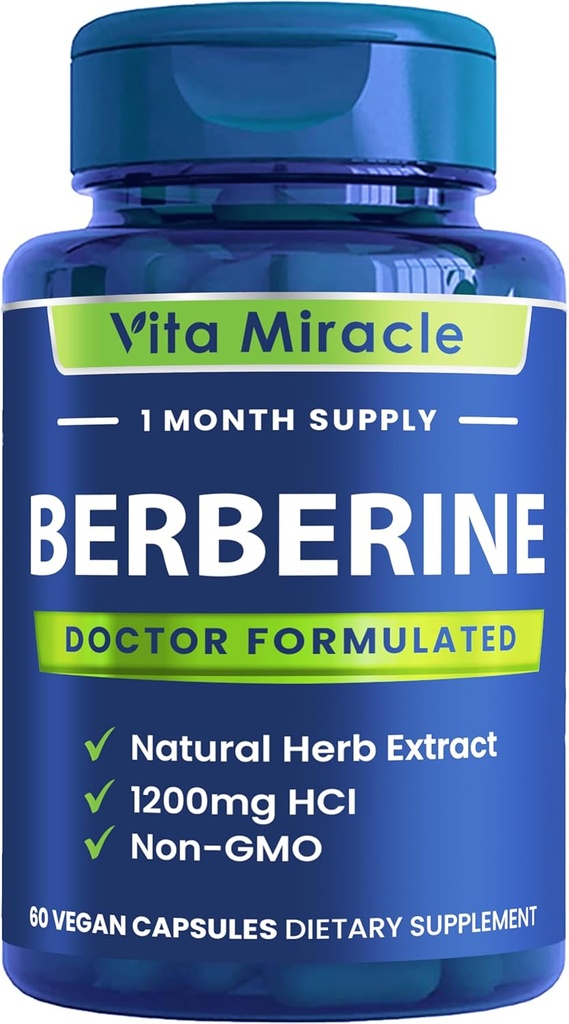 Berberine Supplement 1200mg - Pure Berberine HCL Organic 97% Getestet Super Purity - Beste natürliche Non-GMO Ergänzungen für Damen und Herren - Vergleichen Diese 1200 mg zu anderen 500mg oder 1000mg Kapseln