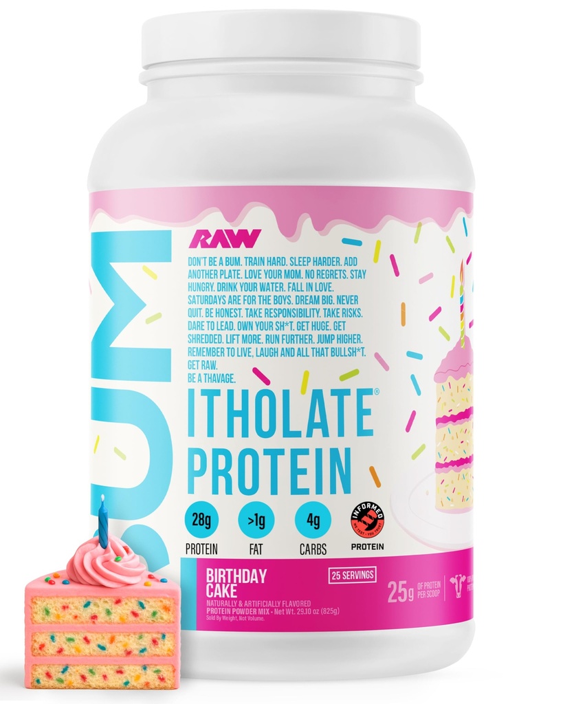 RAW Whey Isolate Protein Pulver, Geburtstagskuchen (CBUM Itholate Protein) - 100% Grass-Fed Sporternährungspulver für Muskelwachstum & Erholung - Low-Fat, Low Carb - 25 Portionen