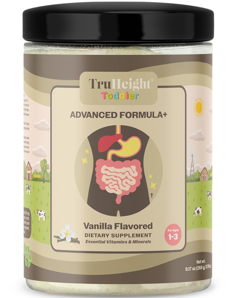 TruHeight Kleinkind Advanced Formula+ (Vanilla) 16 Vitamine inkl. C, D, Protein & Iron für 1, 2, 3 Jahre alt, Milk Based Nutritional Drink, Kleinkind Complete Nutrition 12-36 Monate - Non GMO