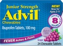 Advil Junior Strength Chewable Ibuprofen Pain Reliever und Fever Reducer, Kinder Ibuprofen für Schmerzlinderung, Grape - 24 Tabletten