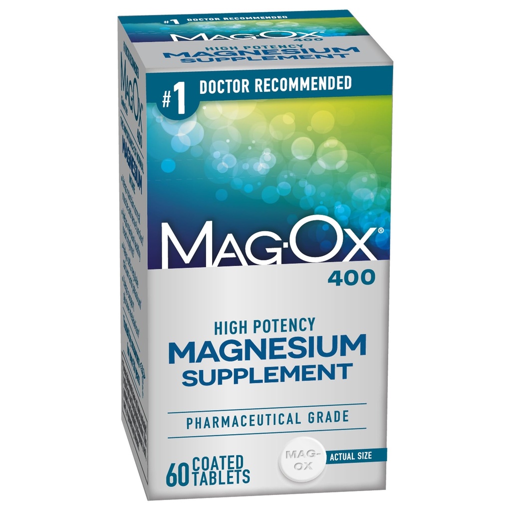 Mag-Ox 400 Magnesium Supplement, Pharmazeutisches Grad Magnesiumoxid mit 482 mg Per Dose, 60 Tabletten