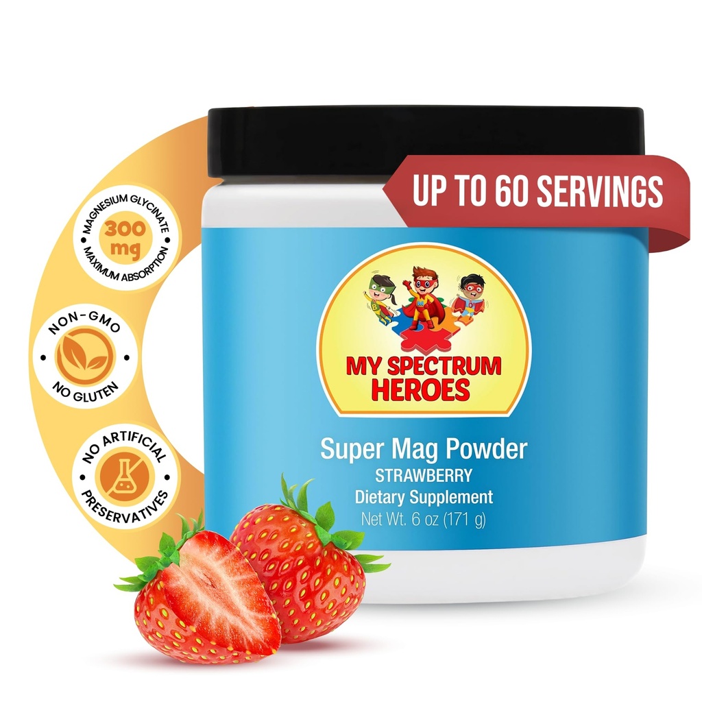 My Spectrum Heroes Calm Magnesium Powder - Gentle Magnesium Glycinate Drink Mix für Entspannung, Schlafunterstützung, Verdauungs- und Stressentlastung - Vegan, Glutenfrei, 6oz (171g)