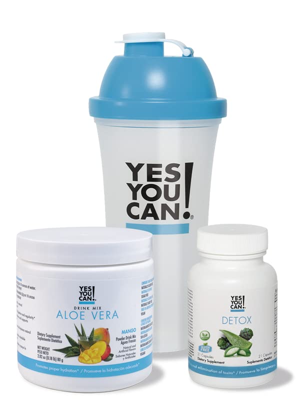 Ja, das kannst du! Detox Kit Bundle - Inklusive YYC! Kapseln, Aloe Vera Drink Mix, und Wasserflasche, Körperreinigung Kit, Tägliche Reinigung und Proper Hydration mit Vitaminen - (Mango)