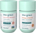 True Grace One Daily Women’s Multivitamin (30 Vegan Tablets) & Omega-3 Fish Oil (60 Softgels) - Glutenfrei, Sojafrei, Organisch - 30-Tage Versorgung jeder