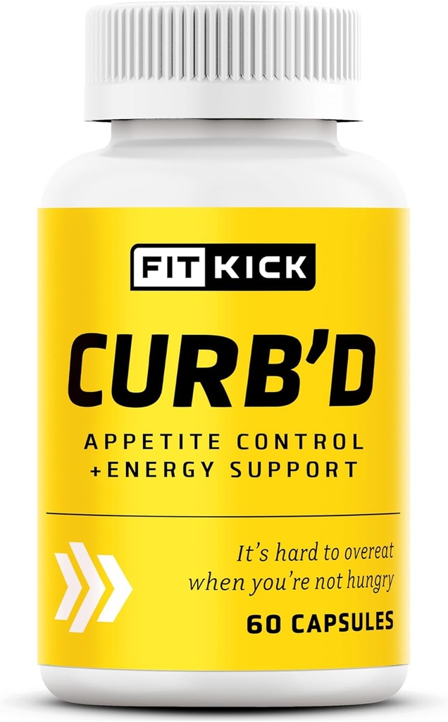 FITKICK Curb’D Capsules – Non-Prescription Appetit & Craving Support, Energy & Focus Formel mit natürlichen Extrakten – Raspberry Ketone, Green Coffee Bean & Citrus Aurantium – 60 Vegan Kapseln